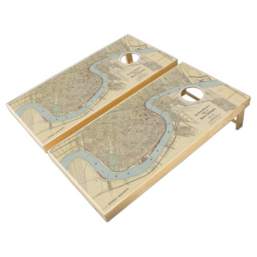 Vintage Map of New Orleans 1919 Cornhole Set