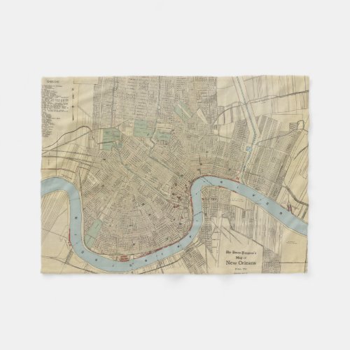 Vintage Map of New Orleans 1919 Fleece Blanket