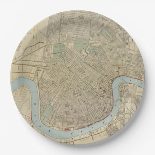 Vintage Map of New Orleans 1919 Paper Plates