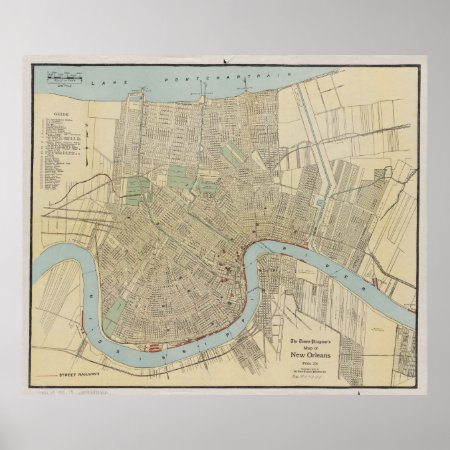 Vintage Map Of New Orleans (1919) Poster