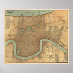 Vintage Map of New Orleans (1919) Poster