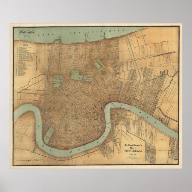 Vintage Map of New Orleans (1919) Poster (Front)
