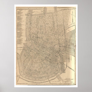 Vintage Map of New Orleans LA (1908) Poster