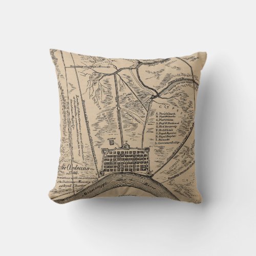 Vintage Map of New Orleans Louisiana 1798 Throw Pillow