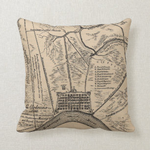 Vintage Map of New Orleans Louisiana (1798) Throw Pillow