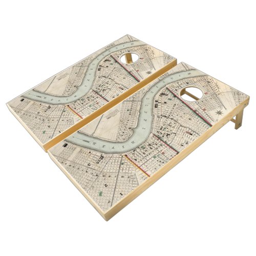 Vintage Map of New Orleans Louisiana 1845 Cornhole Set