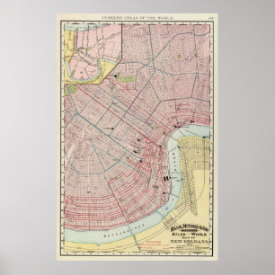 Vintage Map of New Orleans Louisiana (1897) Poster