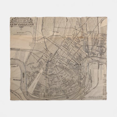 Vintage Map of New Orleans Louisiana 1902 Fleece Blanket