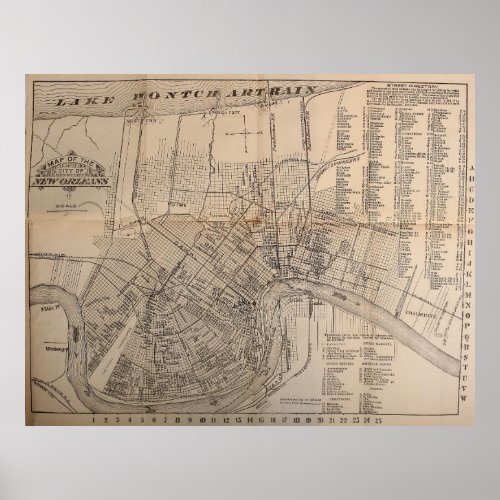 Vintage Map of New Orleans Louisiana 1902 Poster