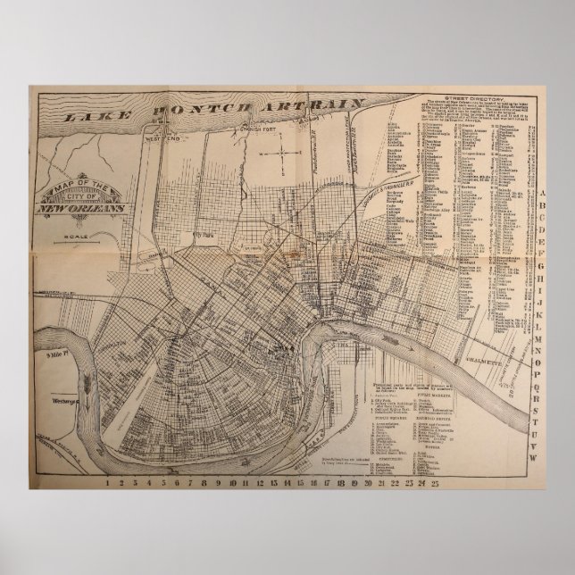 Vintage Map of New Orleans Louisiana (1902) Poster (Front)