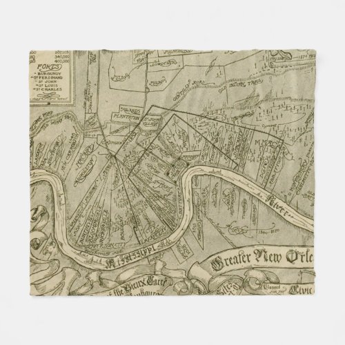 Vintage Map of New Orleans Louisiana 1919 Fleece Blanket