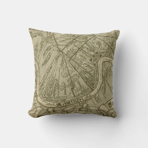 Vintage Map of New Orleans Louisiana 1919 Throw Pillow
