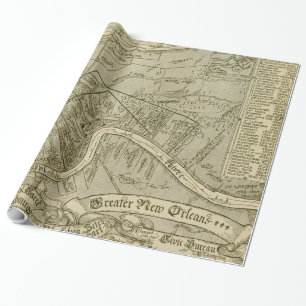 Vintage Map of New Orleans Louisiana (1919) Wrapping Paper