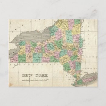 Vintage Map Of New York (1827) Postcard by Alleycatshirts at Zazzle