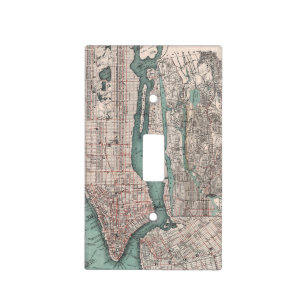 Vintage map of New York (1897) Light Switch Cover