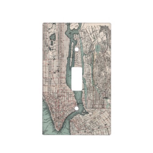 Vintage map of New York 1897 Light Switch Cover