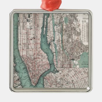 Vintage Map Of New York (1897) Metal Ornament by ThinxShop at Zazzle