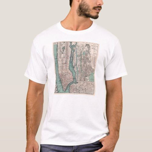 Vintage map of New York 1897 T_Shirt