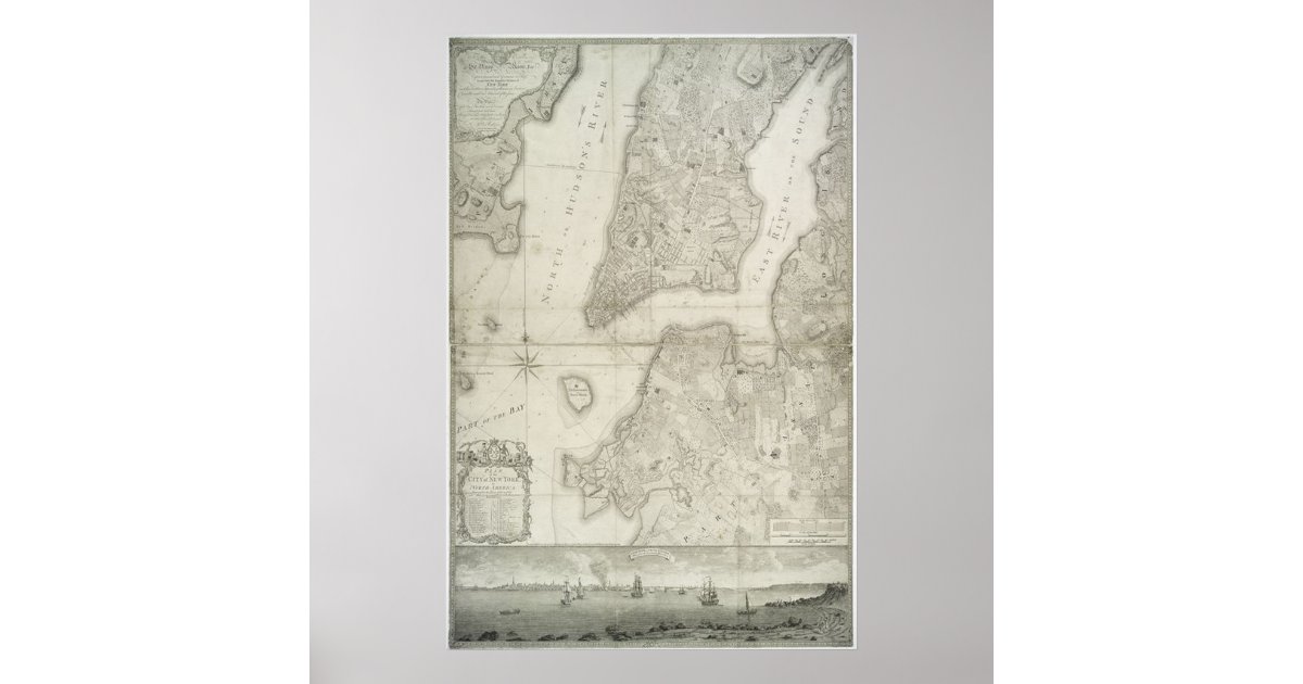 Vintage Map Of New York City 1776 Poster Zazzle Com