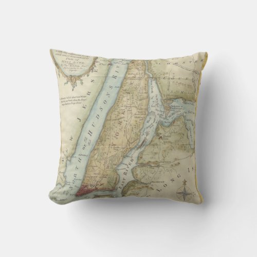 Vintage Map of New York City 1869 Throw Pillow