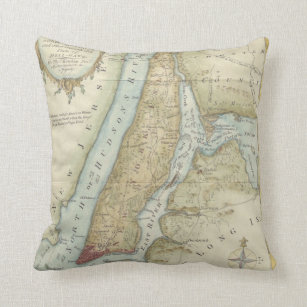 Vintage Map of New York City (1869) Throw Pillow
