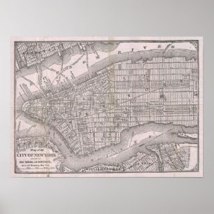 Vintage Map of New York City (1886) Poster