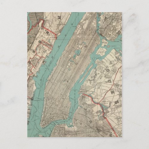Vintage Map of New York City 1890 Postcard