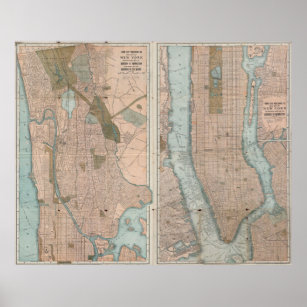 Vintage Map of New York City (1899) Poster