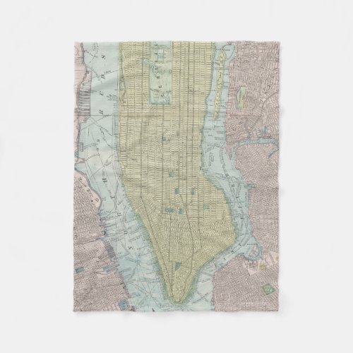 Vintage Map of New York City 1901 Fleece Blanket