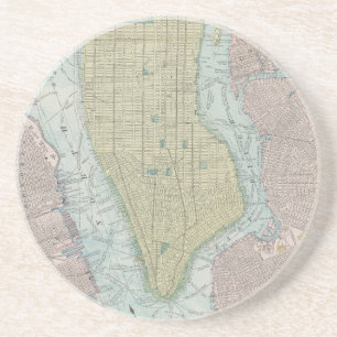 Vintage Map of New York City (1901) Sandstone Coaster