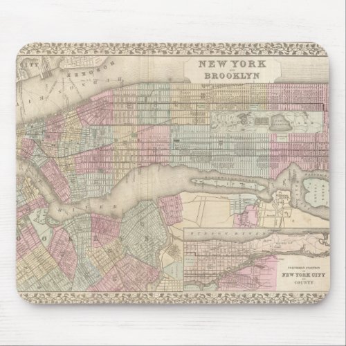 Vintage Map of New York City Mouse Pad