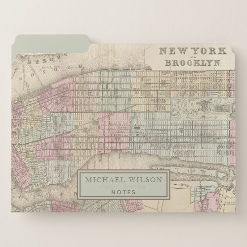 Vintage Map of New York City _ Personalized File Folder