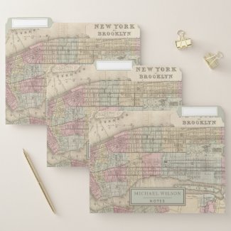 Vintage Map of New York City - Personalized File Folder