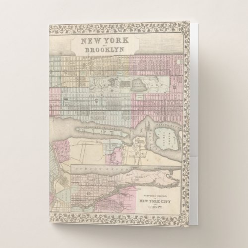 Vintage Map of New York City  Pocket Folder