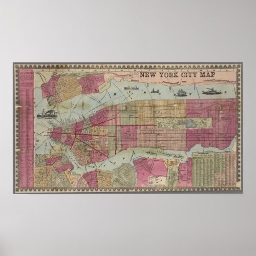 Vintage map of New York City Poster