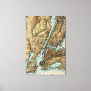 Vintage Map of New York Harbor (1864) Canvas Print