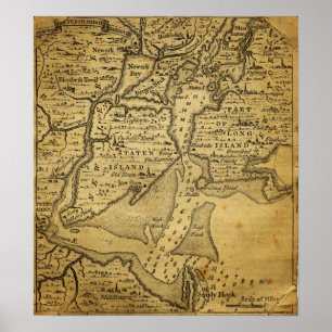 Vintage Map of New York Poster