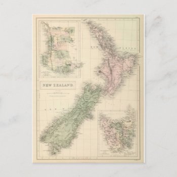 Vintage Map Of New Zealand (1854) Postcard by Alleycatshirts at Zazzle