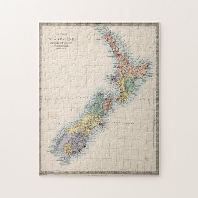 Vintage Map of New Zealand (1865) Jigsaw Puzzle (Vertical)