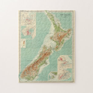 Vintage Map of New Zealand (1922) Jigsaw Puzzle
