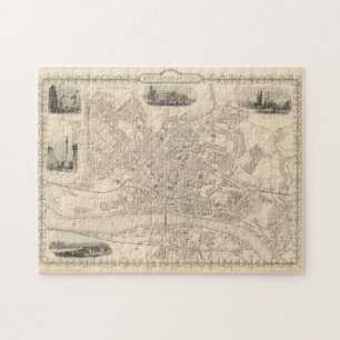 Vintage Map of Newcastle England (1851) Jigsaw Puzzle