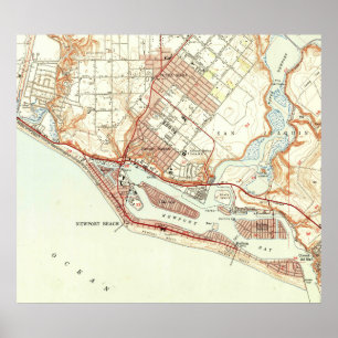 Vintage Map of Newport Beach California (1951) Poster