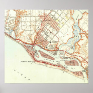 Vintage Map of Newport Beach California (1951) Poster