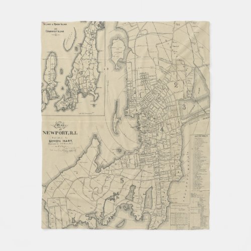 Vintage Map of Newport Rhode Island 1901 Fleece Blanket