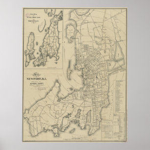Vintage Map of Newport Rhode Island (1901) Poster