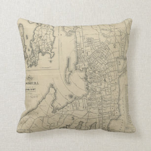 Vintage Map of Newport Rhode Island (1901) Throw Pillow