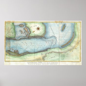 Vintage Map Of Niagara Fall Ny (1843) Poster by Alleycatshirts at Zazzle