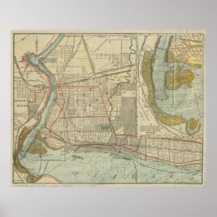 Vintage Map of Niagara Falls NY (1893) Poster