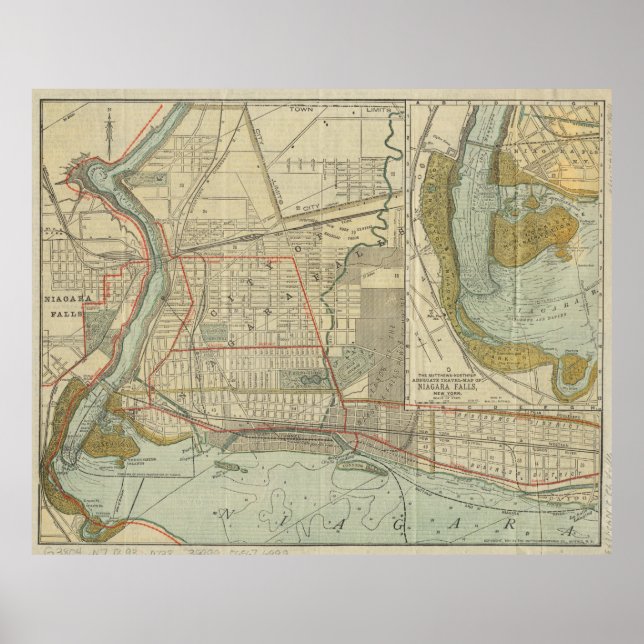 Vintage Map of Niagara Falls NY (1893) Poster (Front)