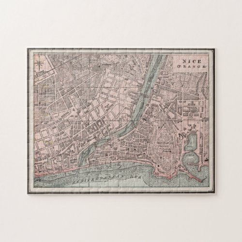 Vintage Map of Nice France 1901 Jigsaw Puzzle